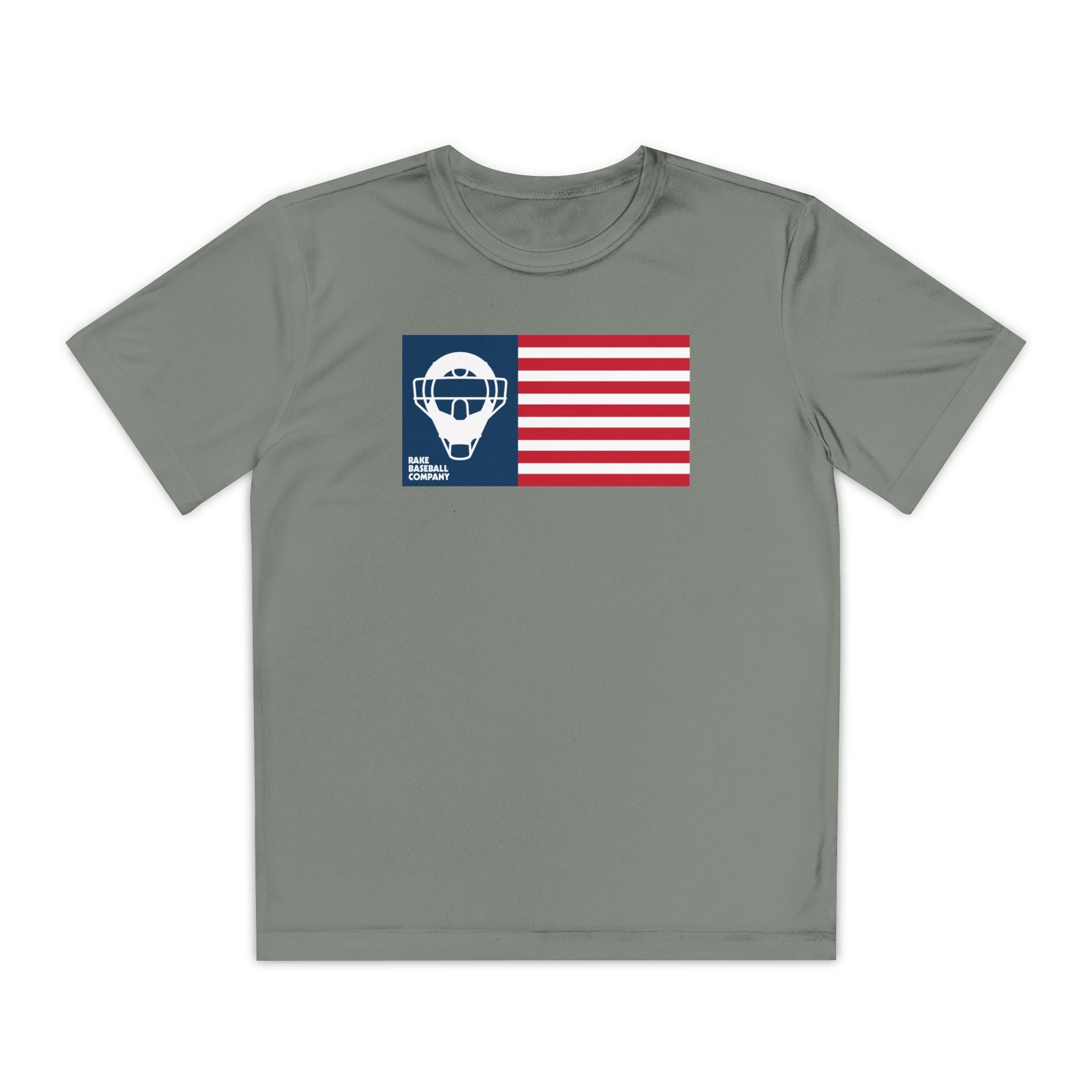 Kids Catcher's Mask Flag Dry Fit Tee - Rake Baseball Company - RAKE BASEBALL | BASEBALL T-SHIRT | BASEBALL CLOTHING | GOOD VIBES ONLY