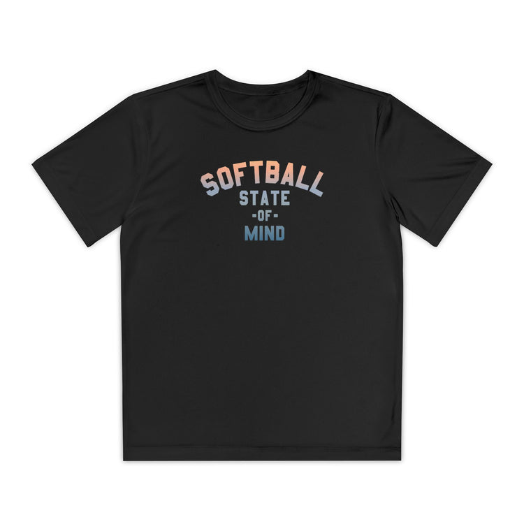 Kids Softball State Of Mind Dry Fit Tee - Rake Baseball Company - RAKE BASEBALL | BASEBALL T-SHIRT | BASEBALL CLOTHING | GOOD VIBES ONLY