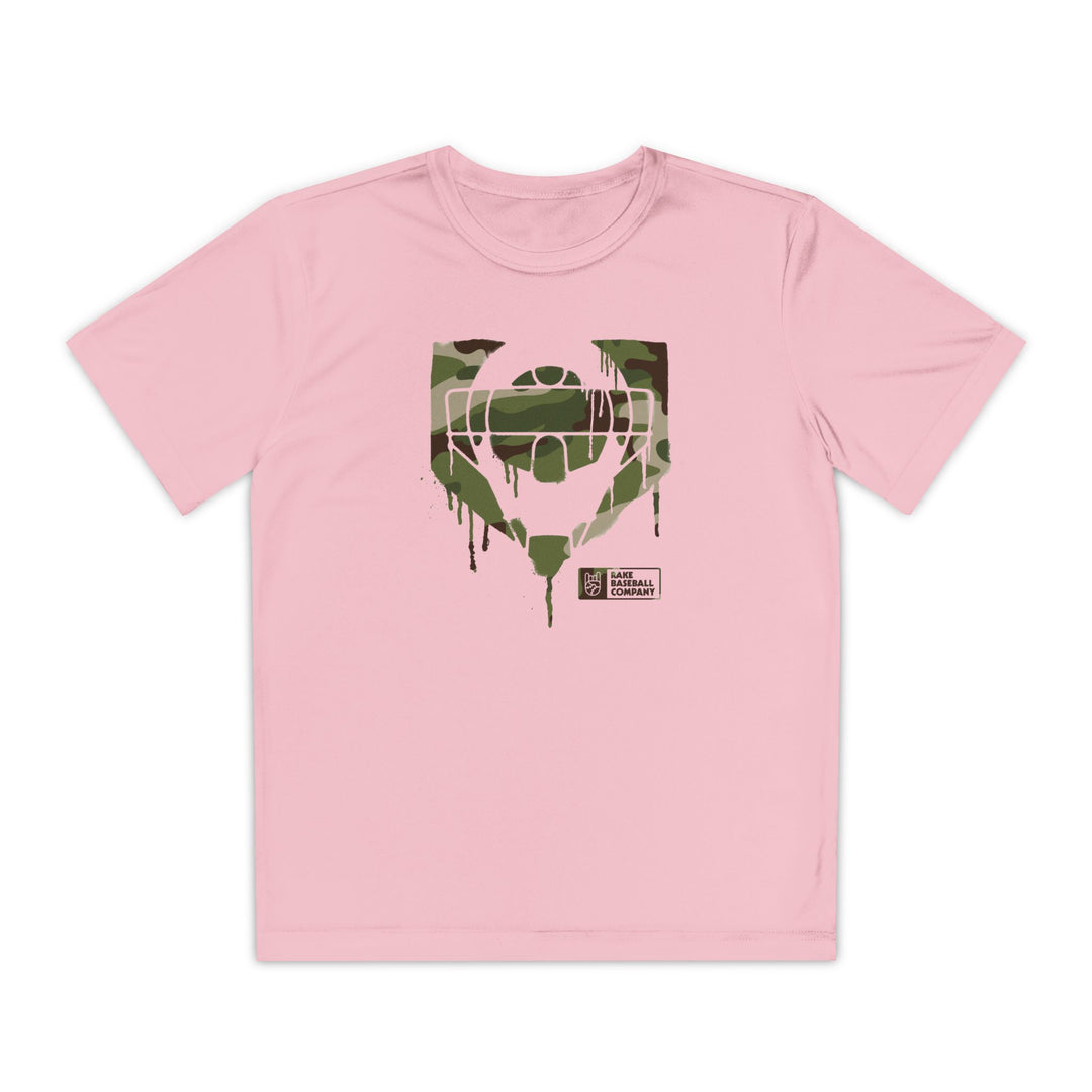 Kids Catcher's Drip Camo Dry Fit Tee - Rake Baseball Company - RAKE BASEBALL | BASEBALL T-SHIRT | BASEBALL CLOTHING | GOOD VIBES ONLY