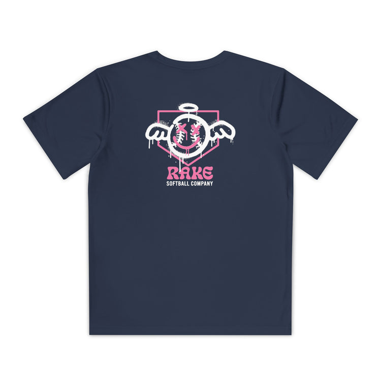 Kids She Angel Drip Softball Dry Fit Tee - Rake Baseball Company - RAKE BASEBALL | BASEBALL T-SHIRT | BASEBALL CLOTHING | GOOD VIBES ONLY