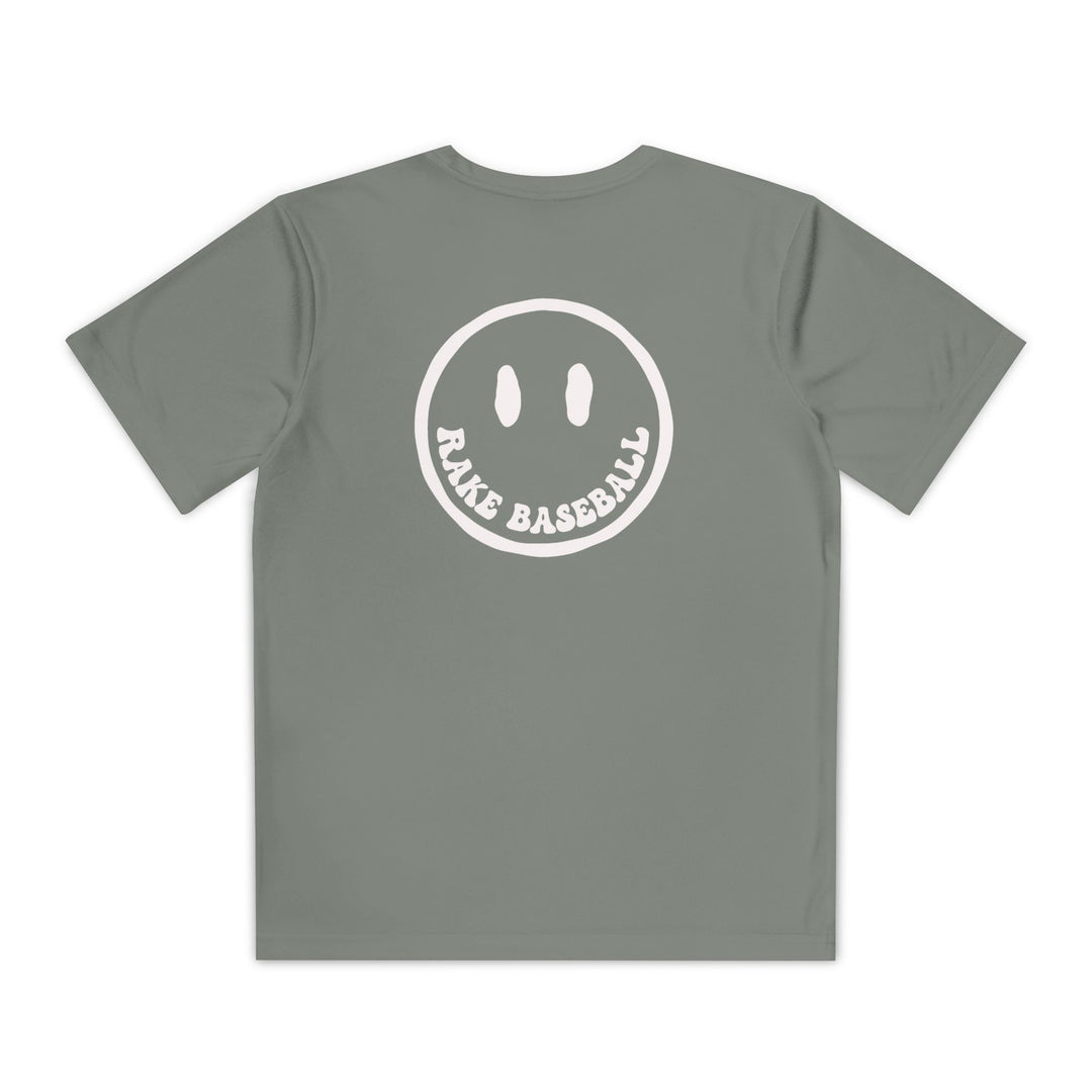 Kids Rake Smile Dry Fit Tee - Rake Baseball Company - RAKE BASEBALL | BASEBALL T-SHIRT | BASEBALL CLOTHING | GOOD VIBES ONLY