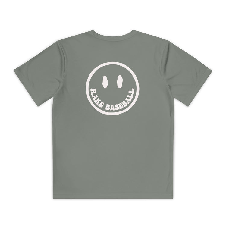 Kids Rake Smile Dry Fit Tee - Rake Baseball Company - RAKE BASEBALL | BASEBALL T-SHIRT | BASEBALL CLOTHING | GOOD VIBES ONLY