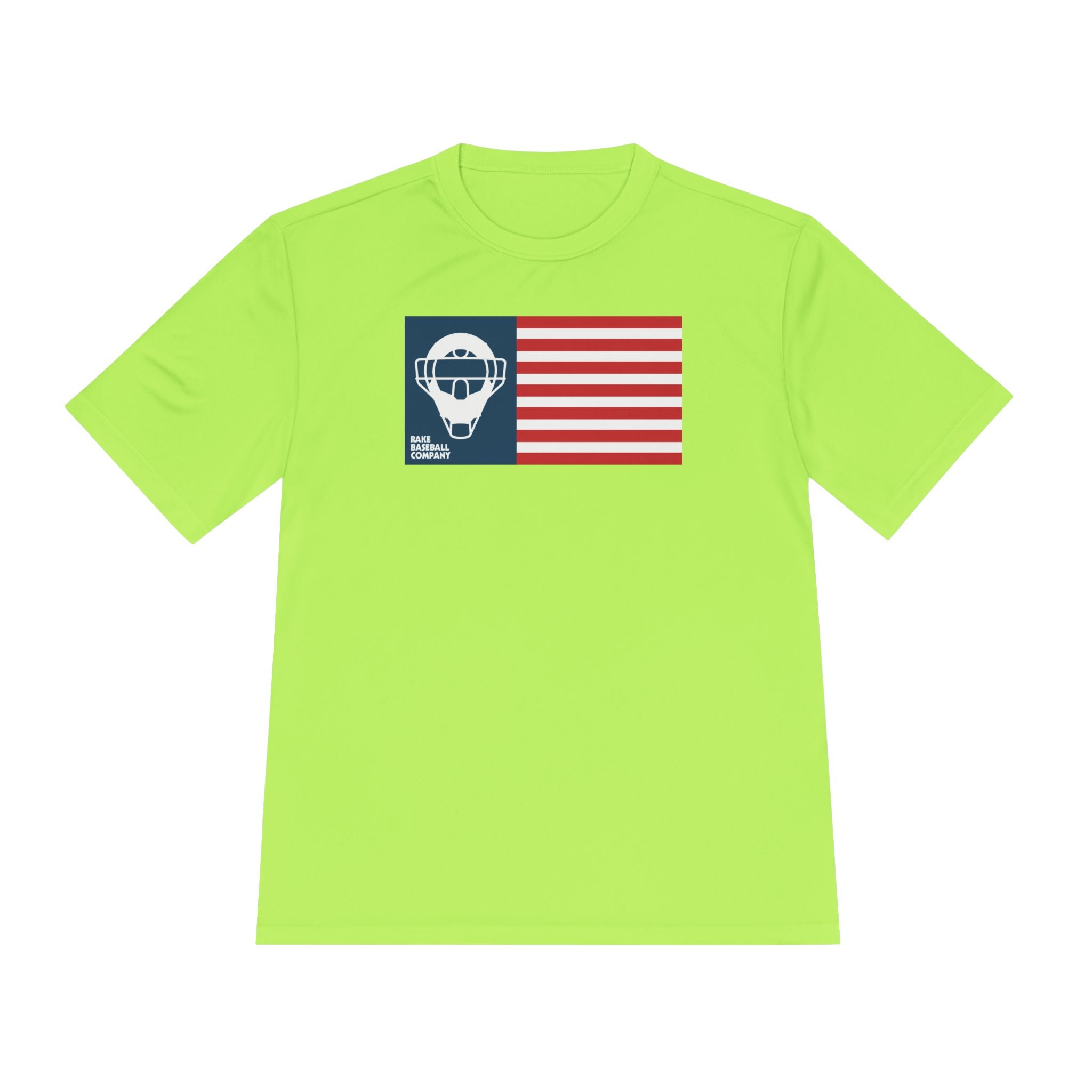 Catcher's Mask Flag Dry Fit Tee - Rake Baseball Company - RAKE BASEBALL | BASEBALL T-SHIRT | BASEBALL CLOTHING | GOOD VIBES ONLY