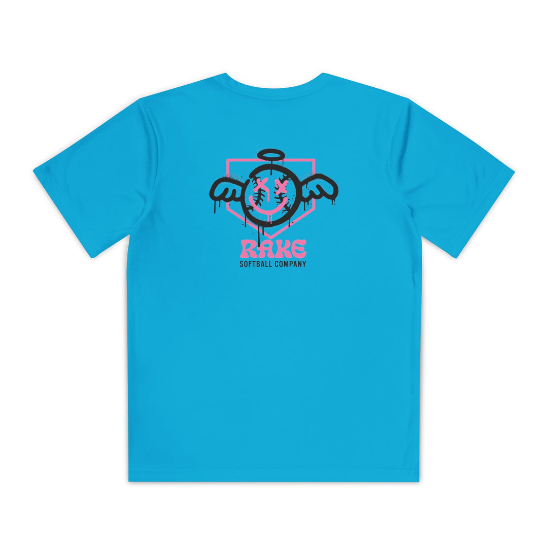 Kids She Angel Drip Softball Dry Fit Tee - Rake Baseball Company - RAKE BASEBALL | BASEBALL T-SHIRT | BASEBALL CLOTHING | GOOD VIBES ONLY