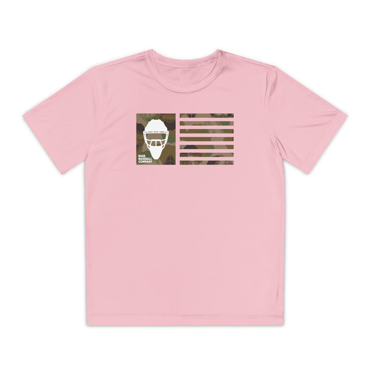 Kids Camo Hockey Mask Flag Dry Fit Tee - Rake Baseball Company - RAKE BASEBALL | BASEBALL T-SHIRT | BASEBALL CLOTHING | GOOD VIBES ONLY