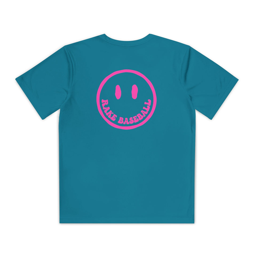 Kids Rake Smile Dry Fit Tee - Rake Baseball Company - RAKE BASEBALL | BASEBALL T-SHIRT | BASEBALL CLOTHING | GOOD VIBES ONLY