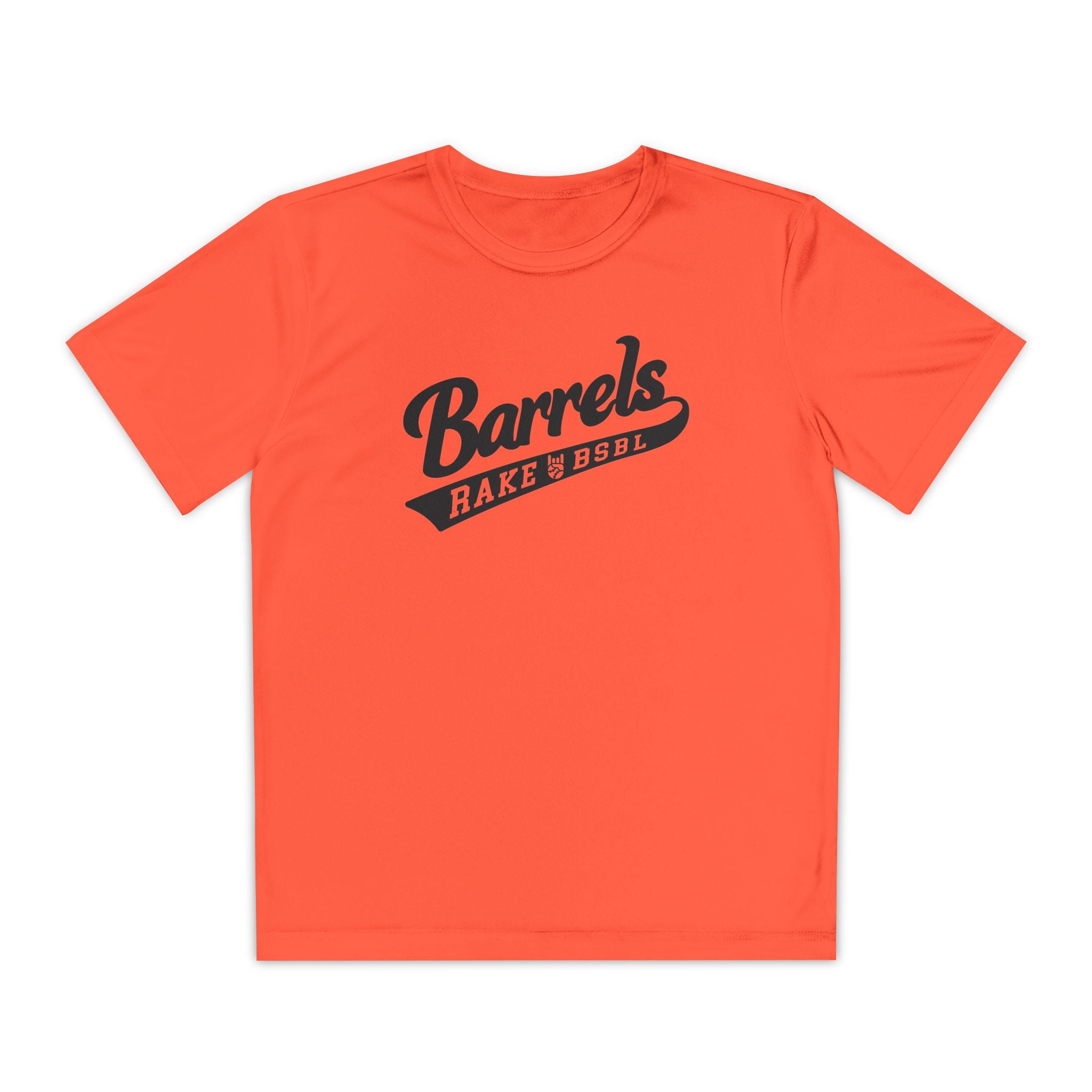 Kids Barrels Dry Fit Tee - Rake Baseball Company - RAKE BASEBALL | BASEBALL T-SHIRT | BASEBALL CLOTHING | GOOD VIBES ONLY