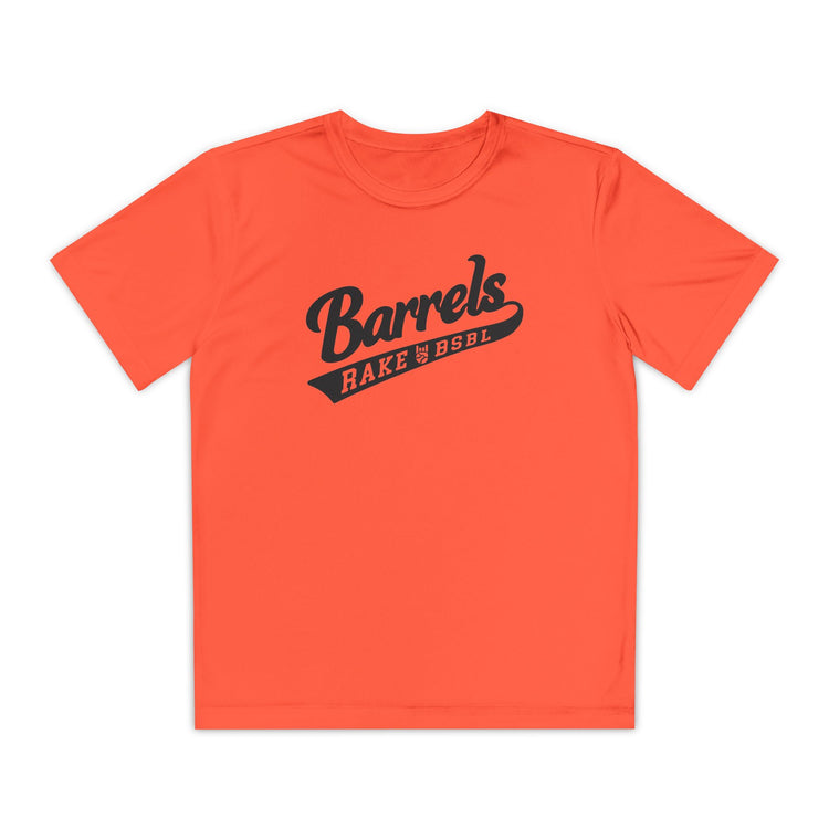 Kids Barrels Dry Fit Tee - Rake Baseball Company - RAKE BASEBALL | BASEBALL T-SHIRT | BASEBALL CLOTHING | GOOD VIBES ONLY