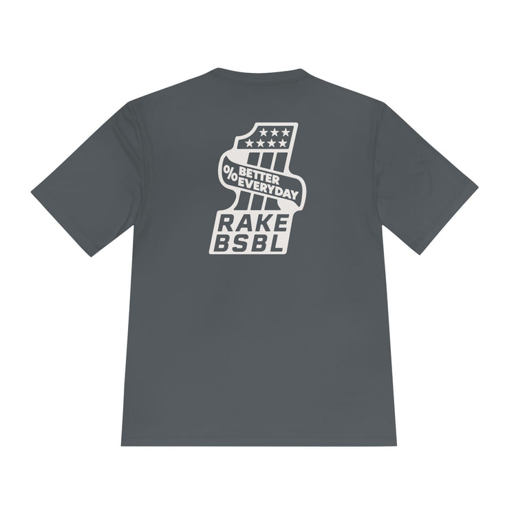 One Percent Better Dry Fit Tee - Rake Baseball Company - RAKE BASEBALL | BASEBALL T-SHIRT | BASEBALL CLOTHING | GOOD VIBES ONLY