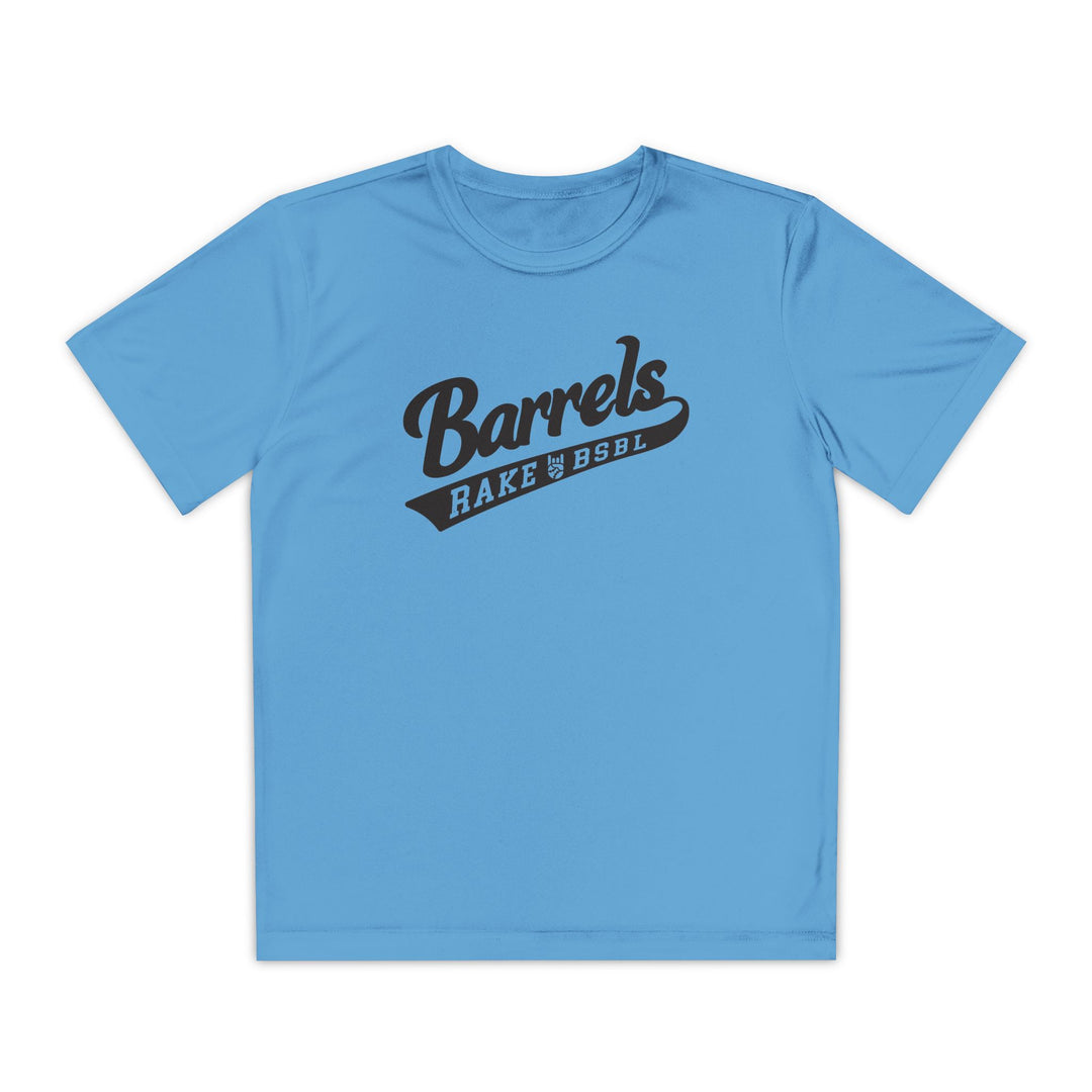 Kids Barrels Dry Fit Tee - Rake Baseball Company - RAKE BASEBALL | BASEBALL T-SHIRT | BASEBALL CLOTHING | GOOD VIBES ONLY