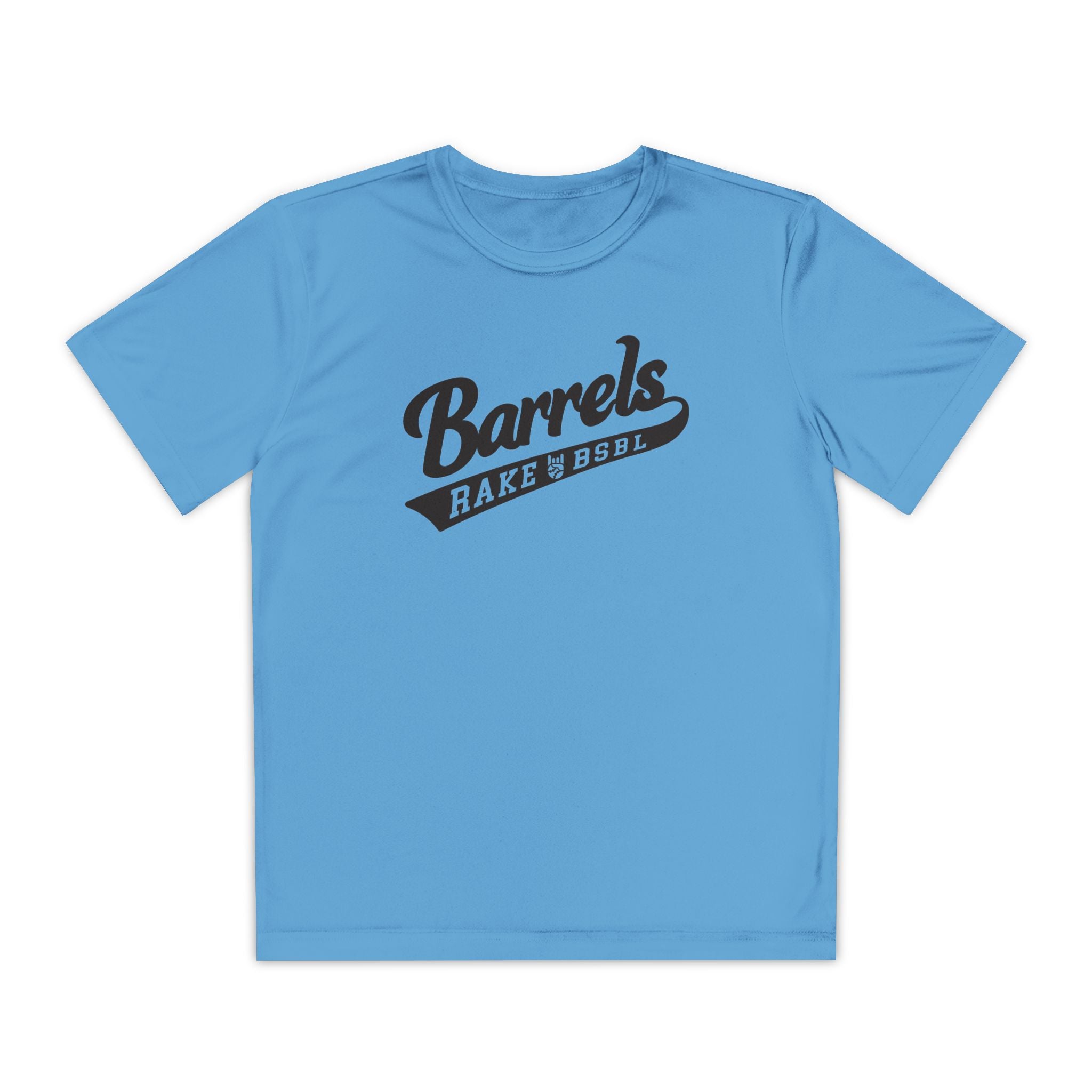 Kids Barrels Dry Fit Tee - Rake Baseball Company - RAKE BASEBALL | BASEBALL T-SHIRT | BASEBALL CLOTHING | GOOD VIBES ONLY