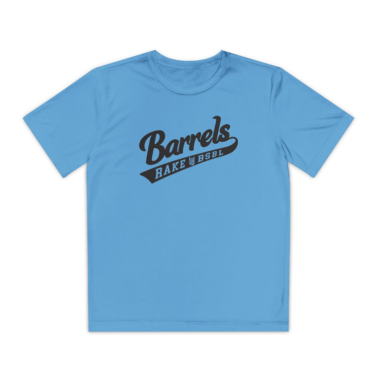 Kids Barrels Dry Fit Tee - Rake Baseball Company - RAKE BASEBALL | BASEBALL T-SHIRT | BASEBALL CLOTHING | GOOD VIBES ONLY