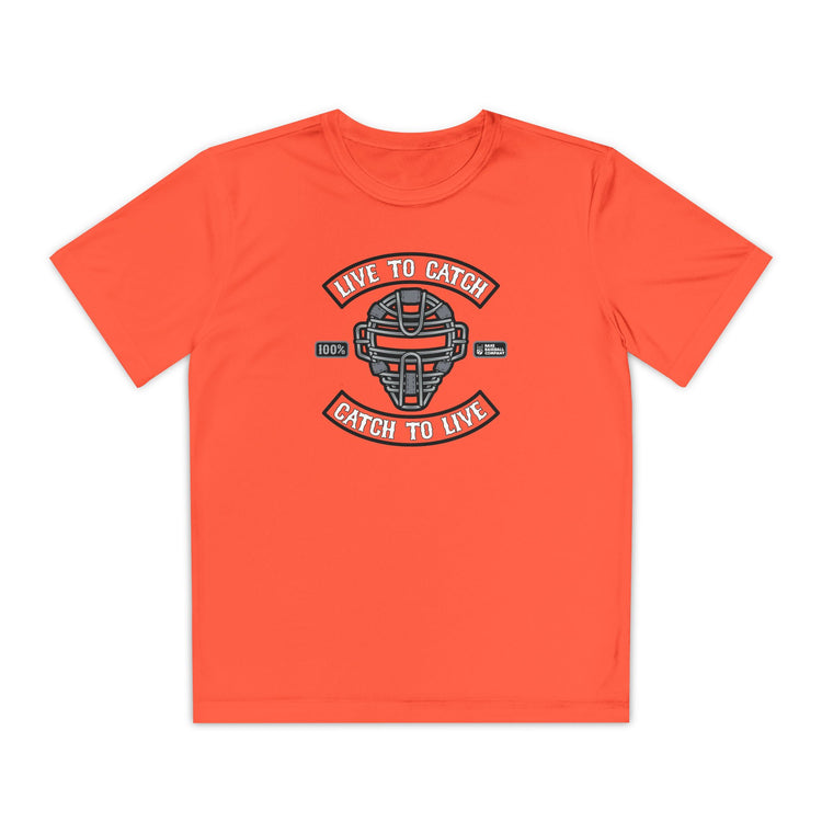 Kids Live To Catch Dry Fit Tee - Rake Baseball Company - RAKE BASEBALL | BASEBALL T-SHIRT | BASEBALL CLOTHING | GOOD VIBES ONLY