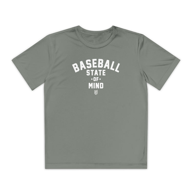 Kids Baseball State Of Mind Dry Fit Tee - Rake Baseball Company - RAKE BASEBALL | BASEBALL T-SHIRT | BASEBALL CLOTHING | GOOD VIBES ONLY