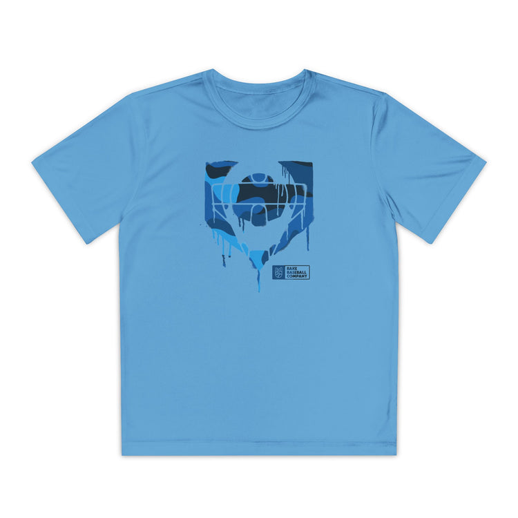 Kids Catcher's Drip Blue Camo Dry Fit Tee - Rake Baseball Company - RAKE BASEBALL | BASEBALL T-SHIRT | BASEBALL CLOTHING | GOOD VIBES ONLY