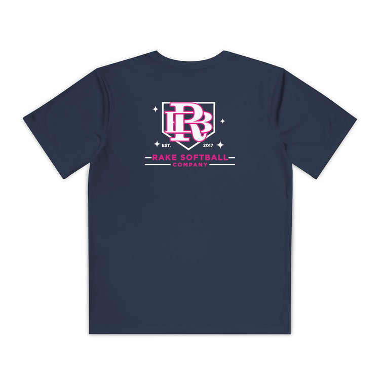 Kids RB Homeplate Softball Dry Fit Tee - Rake Baseball Company - RAKE BASEBALL | BASEBALL T-SHIRT | BASEBALL CLOTHING | GOOD VIBES ONLY