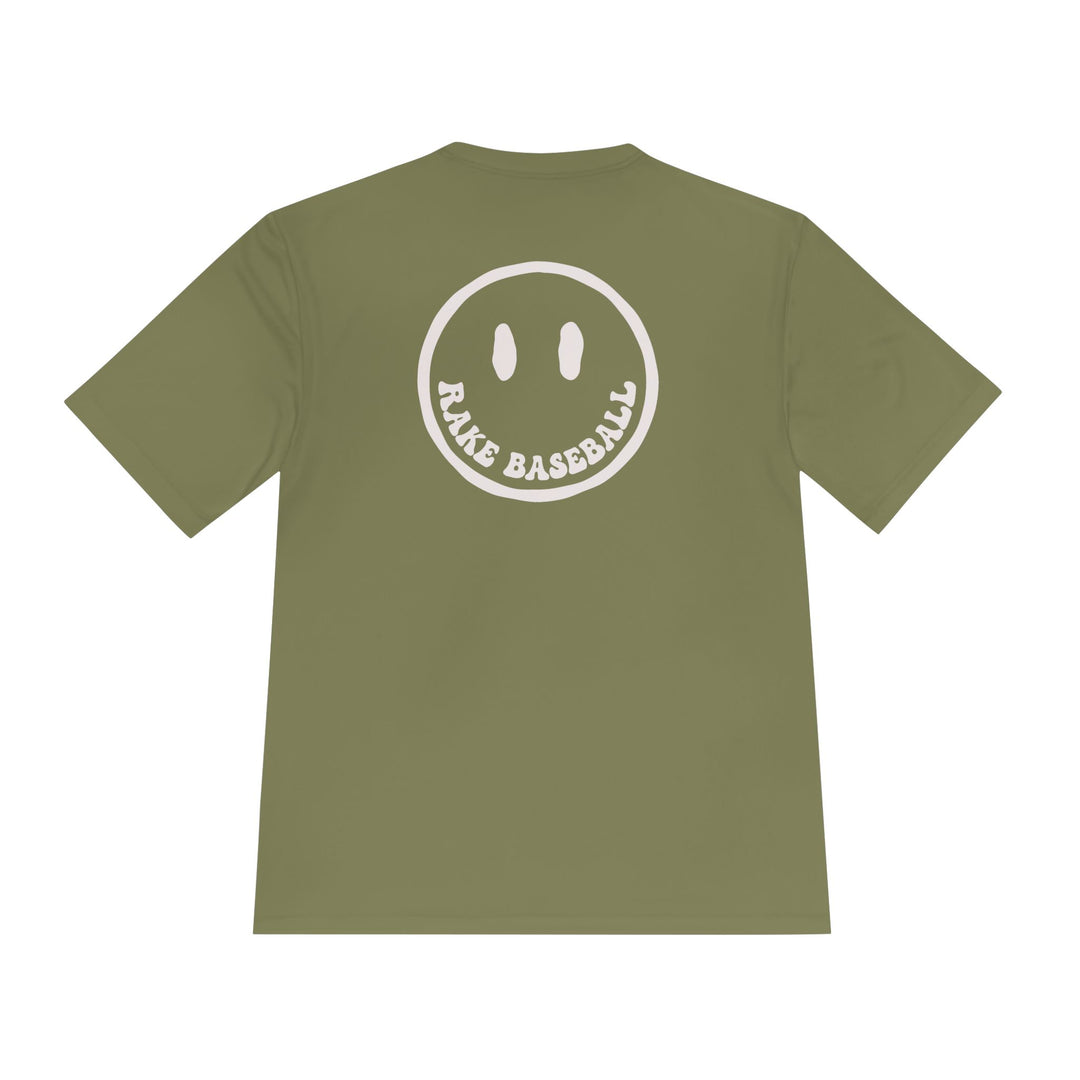 Rake Smile Dry Fit Tee - Rake Baseball Company - RAKE BASEBALL | BASEBALL T-SHIRT | BASEBALL CLOTHING | GOOD VIBES ONLY
