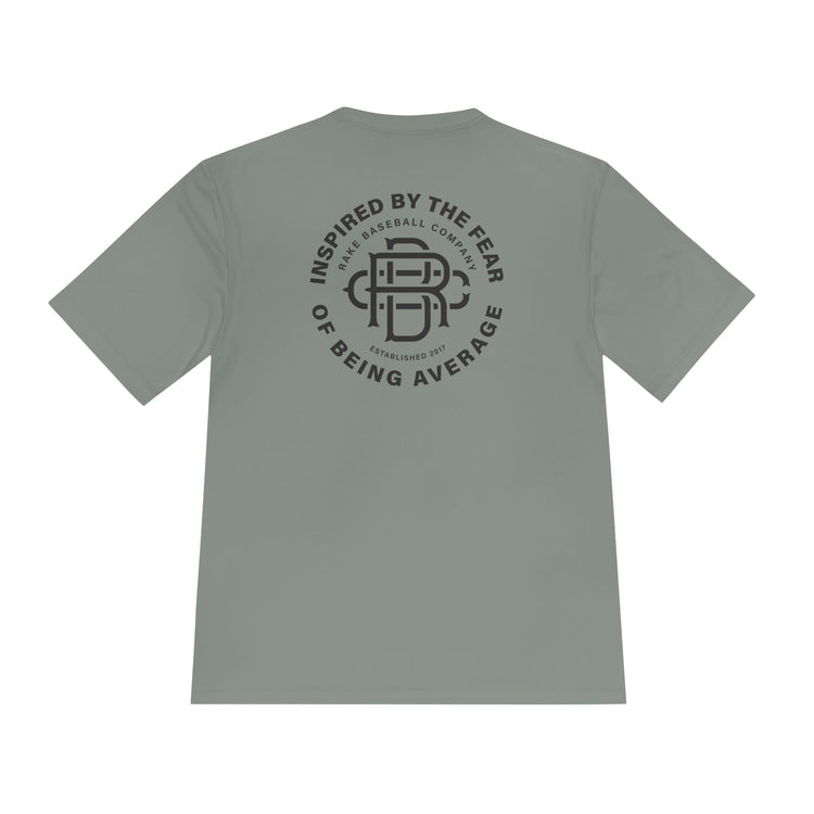 Fear of Being Average Dry Fit Tee - Rake Baseball Company - RAKE BASEBALL | BASEBALL T-SHIRT | BASEBALL CLOTHING | GOOD VIBES ONLY