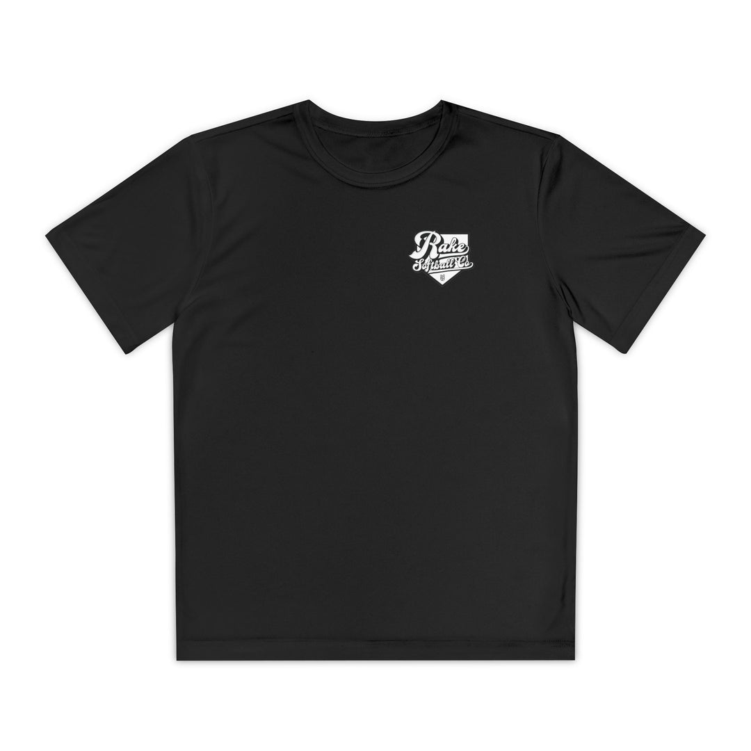 Kids Rake Softball Co. Dry Fit Tee - Rake Baseball Company - RAKE BASEBALL | BASEBALL T-SHIRT | BASEBALL CLOTHING | GOOD VIBES ONLY