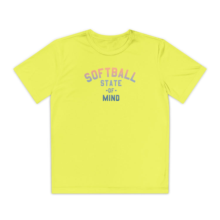 Kids Softball State Of Mind Dry Fit Tee - Rake Baseball Company - RAKE BASEBALL | BASEBALL T-SHIRT | BASEBALL CLOTHING | GOOD VIBES ONLY