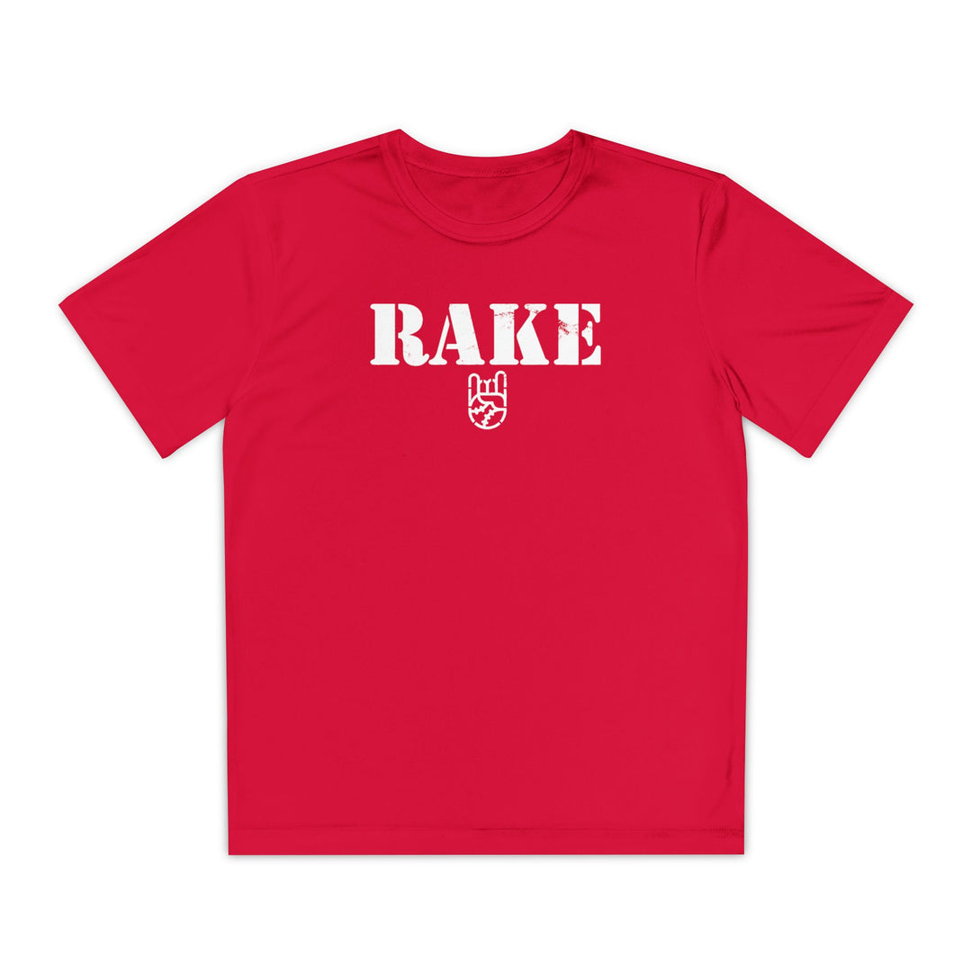 Kids Rake Stencil Dry Fit Tee - Rake Baseball Company - RAKE BASEBALL | BASEBALL T-SHIRT | BASEBALL CLOTHING | GOOD VIBES ONLY