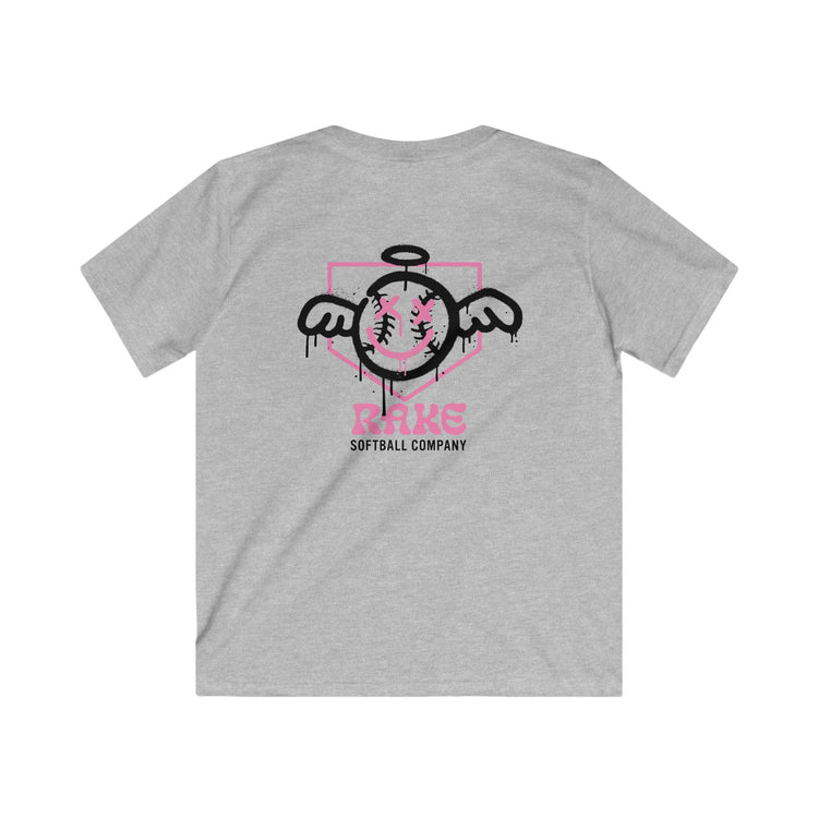 Kids She Angel Drip Softball Tee - Rake Baseball Company - RAKE BASEBALL | BASEBALL T-SHIRT | BASEBALL CLOTHING | GOOD VIBES ONLY