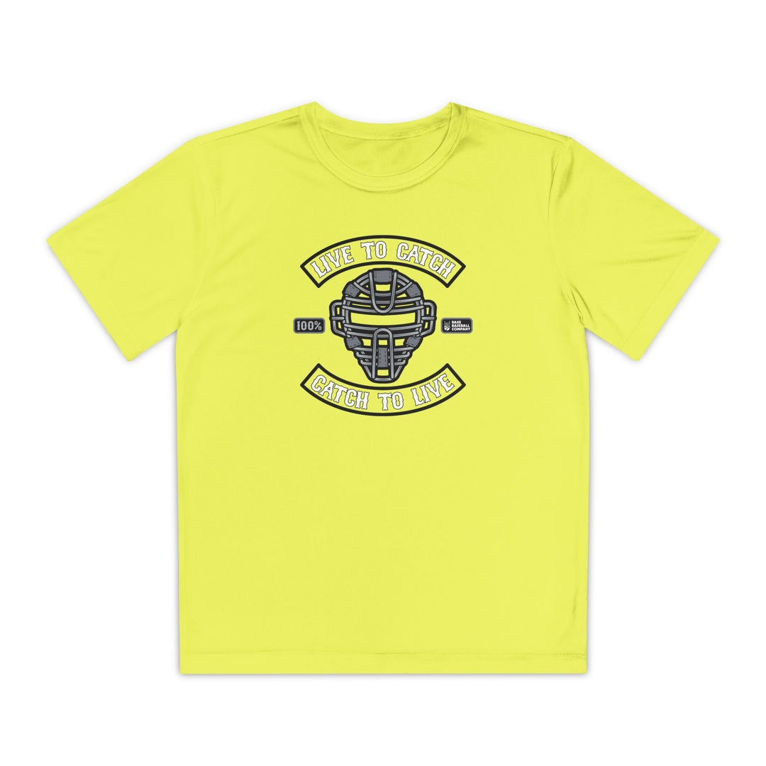 Kids Live To Catch Dry Fit Tee - Rake Baseball Company - RAKE BASEBALL | BASEBALL T-SHIRT | BASEBALL CLOTHING | GOOD VIBES ONLY