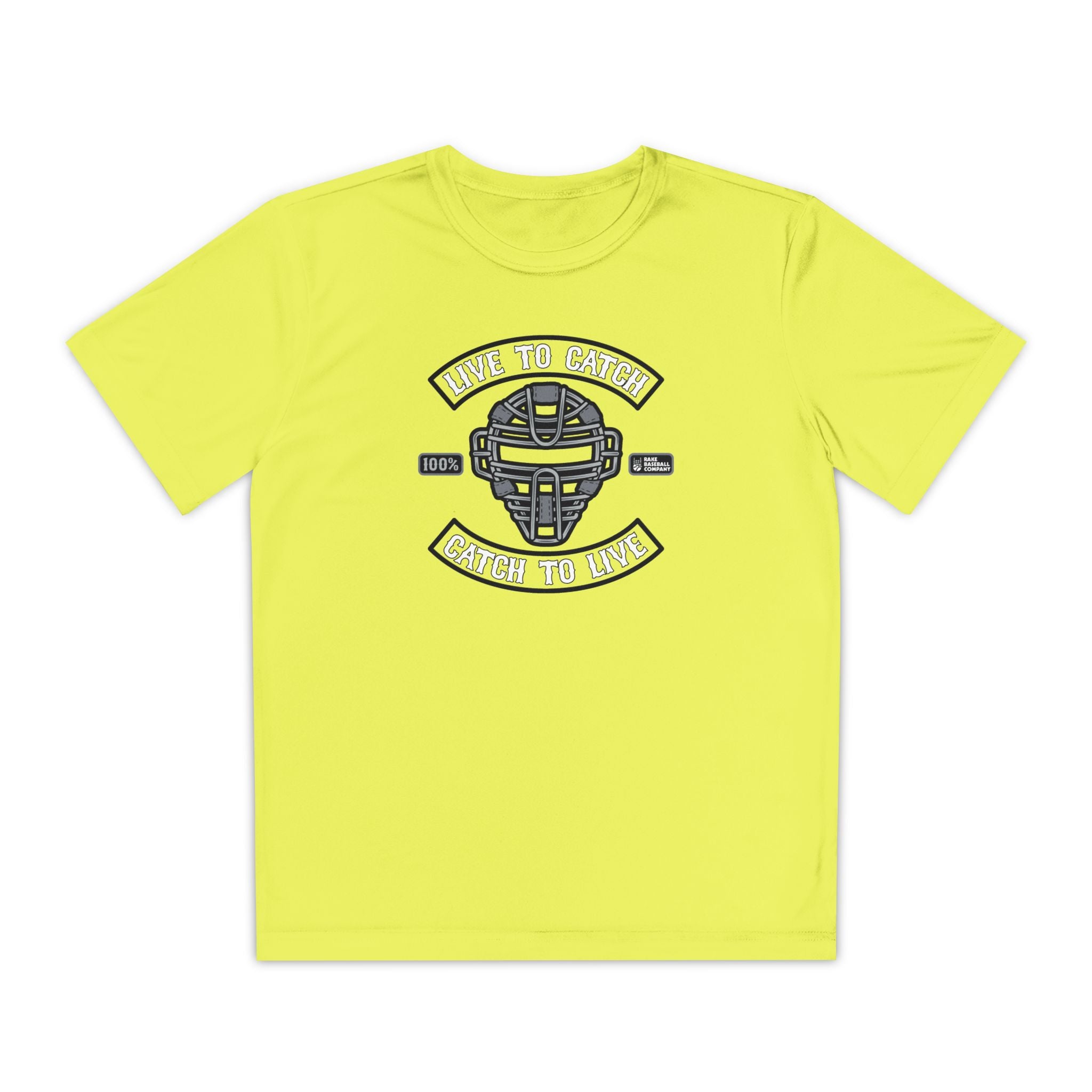 Kids Live To Catch Dry Fit Tee - Rake Baseball Company - RAKE BASEBALL | BASEBALL T-SHIRT | BASEBALL CLOTHING | GOOD VIBES ONLY