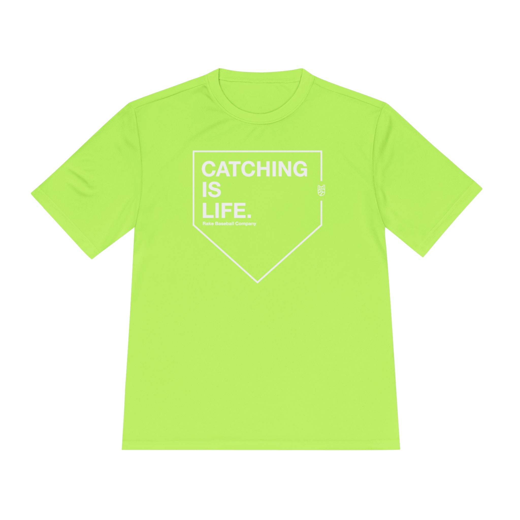 Catching Is Life Dry Fit Tee - Rake Baseball Company - RAKE BASEBALL | BASEBALL T-SHIRT | BASEBALL CLOTHING | GOOD VIBES ONLY