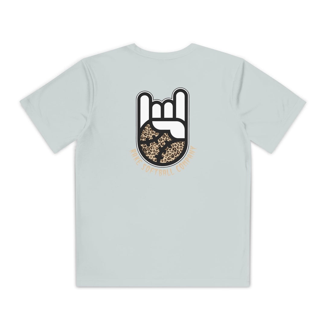 Kids Rake Cheetah Softball Company Dry Fit Tee - Rake Baseball Company - RAKE BASEBALL | BASEBALL T-SHIRT | BASEBALL CLOTHING | GOOD VIBES ONLY