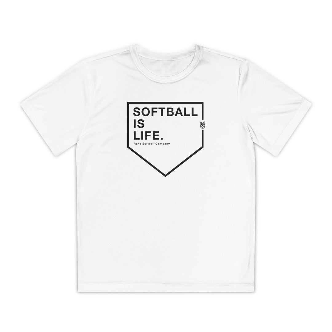 Kids Softball Is Life Dry Fit Tee - Rake Baseball Company - RAKE BASEBALL | BASEBALL T-SHIRT | BASEBALL CLOTHING | GOOD VIBES ONLY