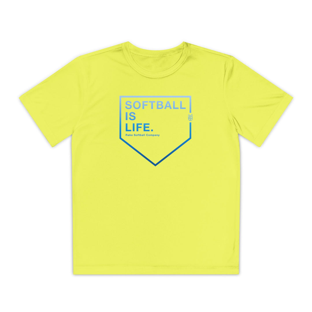 Kids Softball Is Life Dry Fit Tee - Rake Baseball Company - RAKE BASEBALL | BASEBALL T-SHIRT | BASEBALL CLOTHING | GOOD VIBES ONLY