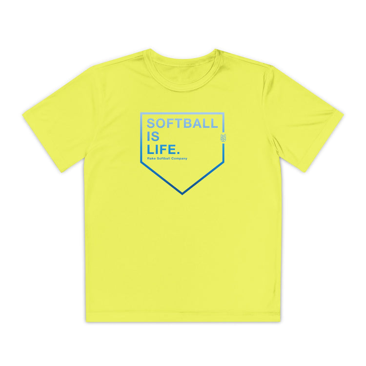 Kids Softball Is Life Dry Fit Tee - Rake Baseball Company - RAKE BASEBALL | BASEBALL T-SHIRT | BASEBALL CLOTHING | GOOD VIBES ONLY