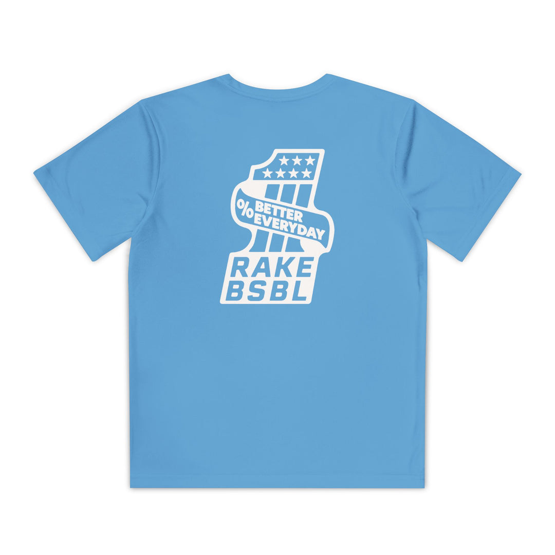 Kids One Percent Better Dry Fit Tee - Rake Baseball Company - RAKE BASEBALL | BASEBALL T-SHIRT | BASEBALL CLOTHING | GOOD VIBES ONLY