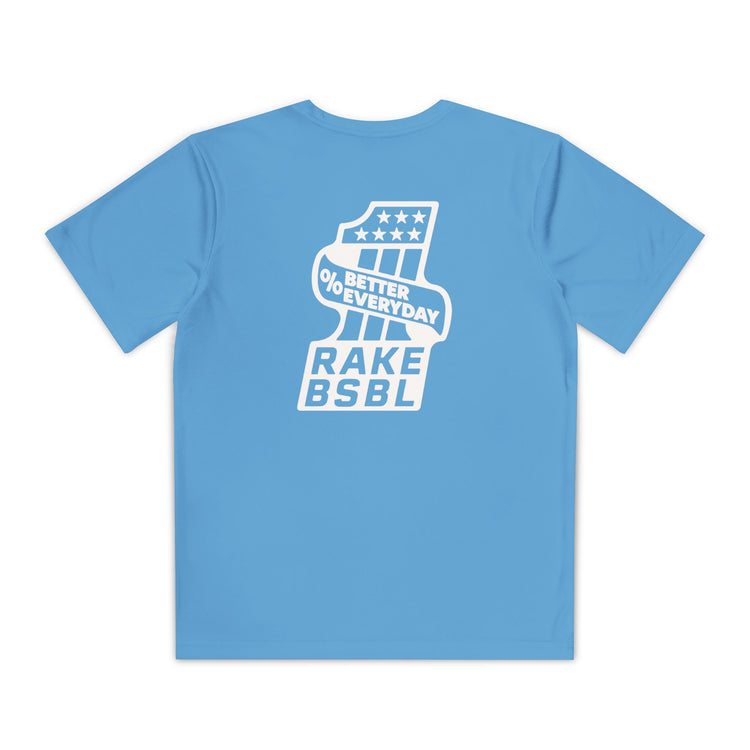 Kids One Percent Better Dry Fit Tee - Rake Baseball Company - RAKE BASEBALL | BASEBALL T-SHIRT | BASEBALL CLOTHING | GOOD VIBES ONLY