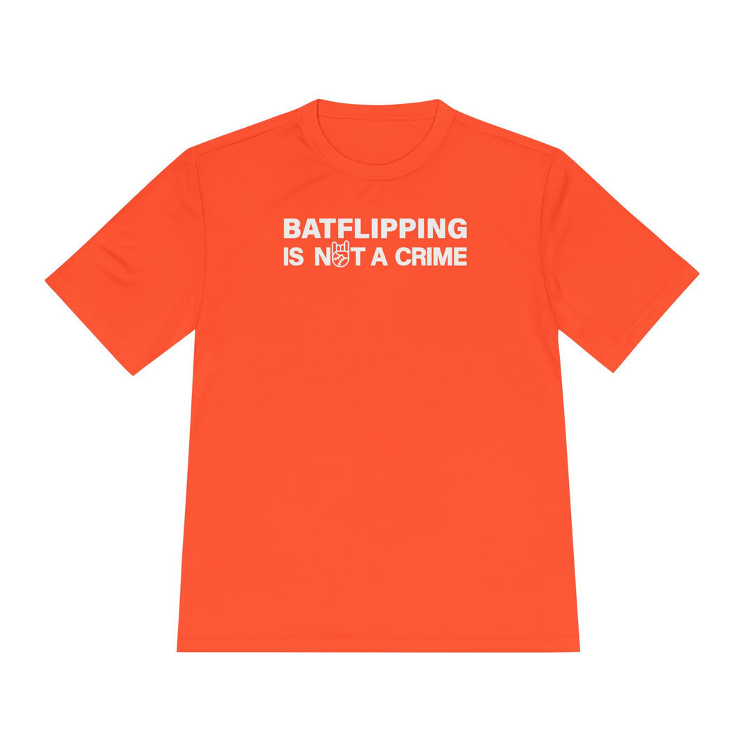 Batflipping Is Not A Crime Dry Fit Tee - Rake Baseball Company - RAKE BASEBALL | BASEBALL T-SHIRT | BASEBALL CLOTHING | GOOD VIBES ONLY