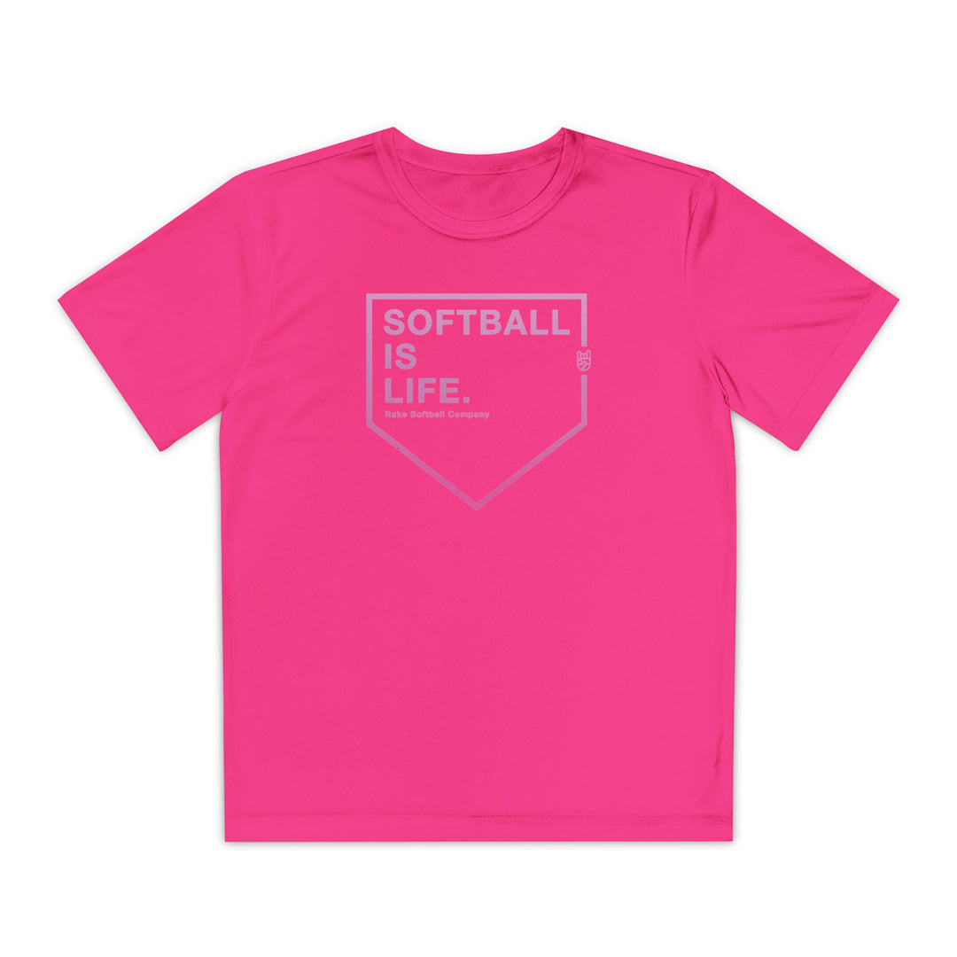 Kids Softball Is Life Dry Fit Tee - Rake Baseball Company - RAKE BASEBALL | BASEBALL T-SHIRT | BASEBALL CLOTHING | GOOD VIBES ONLY