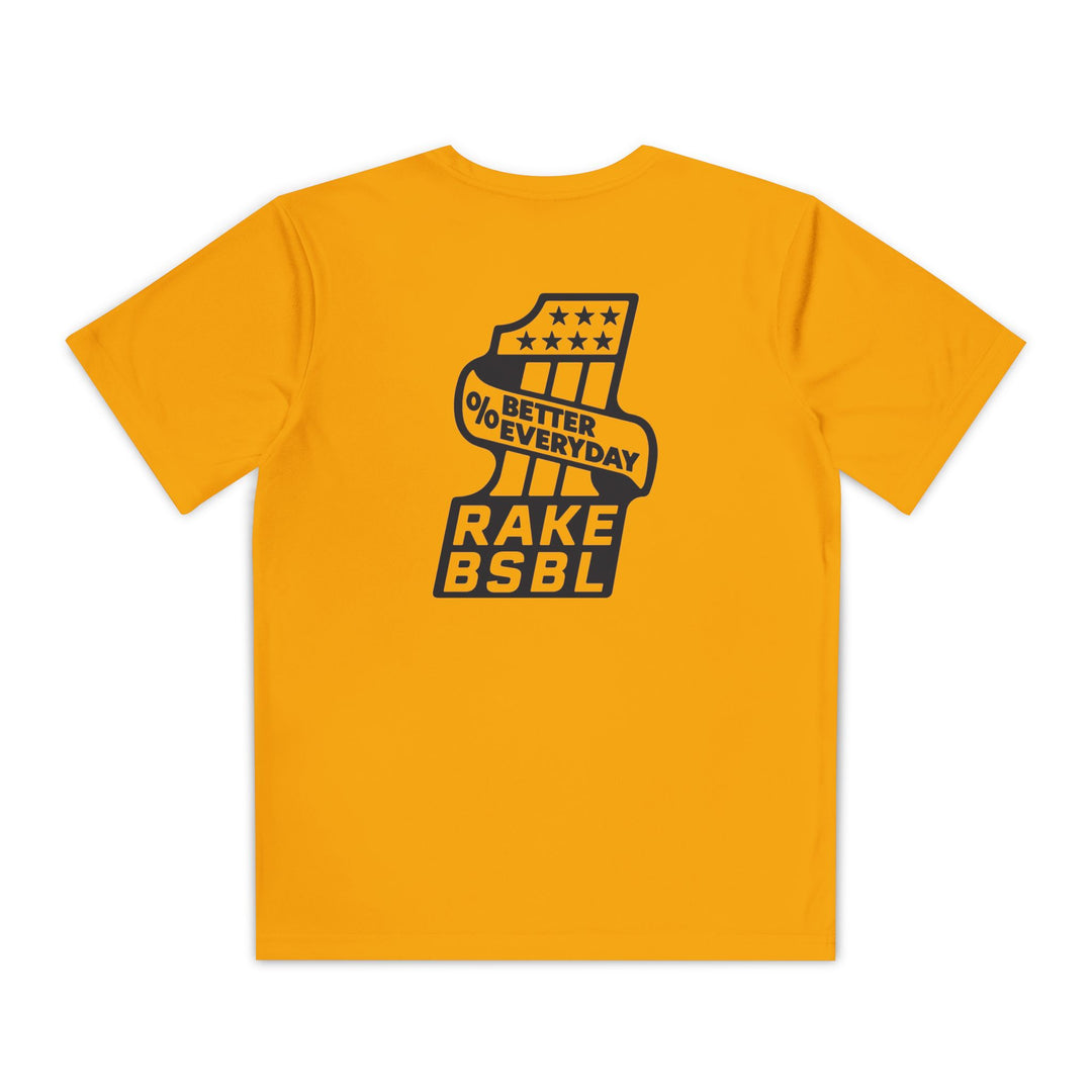 Kids One Percent Better Dry Fit Tee - Rake Baseball Company - RAKE BASEBALL | BASEBALL T-SHIRT | BASEBALL CLOTHING | GOOD VIBES ONLY