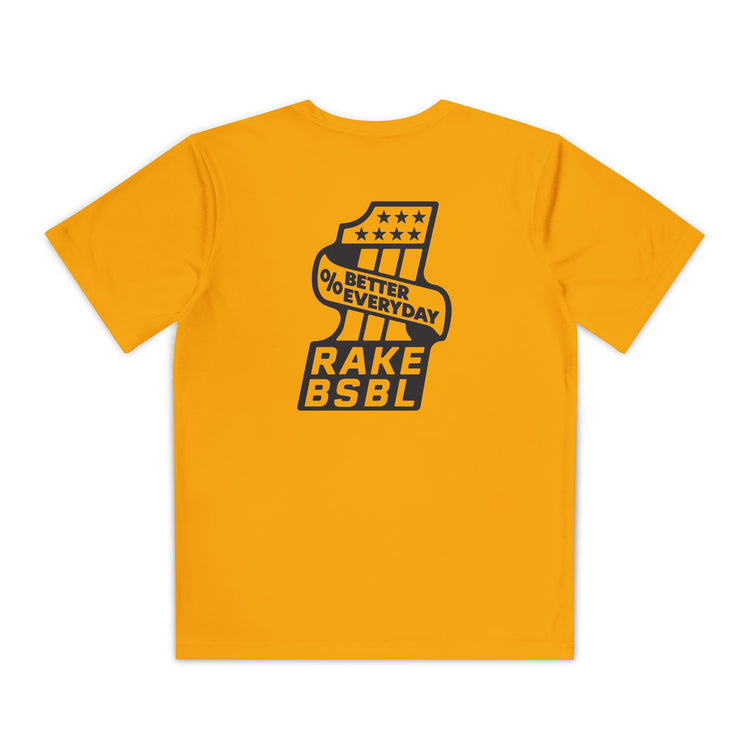 Kids One Percent Better Dry Fit Tee - Rake Baseball Company - RAKE BASEBALL | BASEBALL T-SHIRT | BASEBALL CLOTHING | GOOD VIBES ONLY