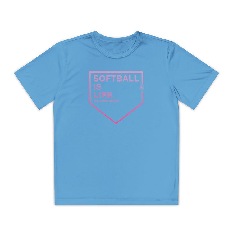 Kids Softball Is Life Dry Fit Tee - Rake Baseball Company - RAKE BASEBALL | BASEBALL T-SHIRT | BASEBALL CLOTHING | GOOD VIBES ONLY