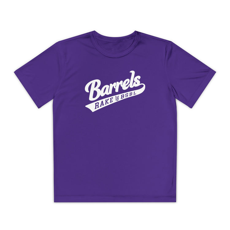 Kids Barrels Dry Fit Tee - Rake Baseball Company - RAKE BASEBALL | BASEBALL T-SHIRT | BASEBALL CLOTHING | GOOD VIBES ONLY