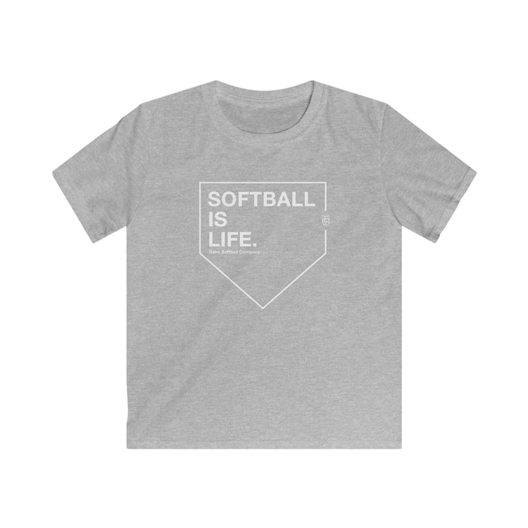 Kids Softball Is Life Tee - Rake Baseball Company - RAKE BASEBALL | BASEBALL T-SHIRT | BASEBALL CLOTHING | GOOD VIBES ONLY