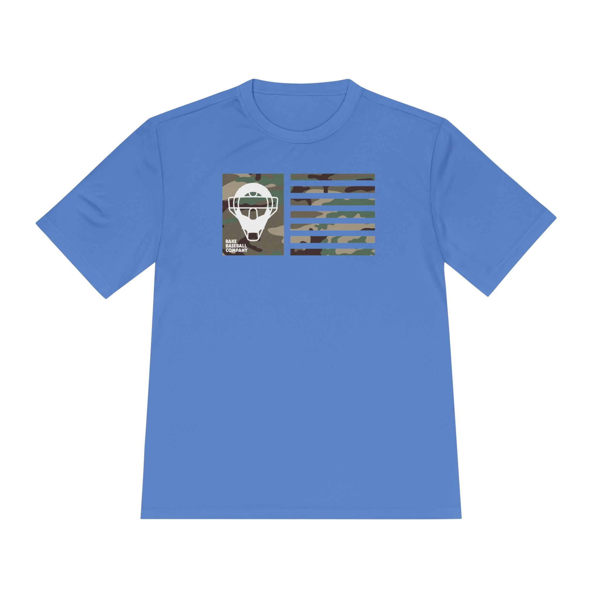 Camo Catcher's Mask Flag Dry Fit Tee - Rake Baseball Company - RAKE BASEBALL | BASEBALL T-SHIRT | BASEBALL CLOTHING | GOOD VIBES ONLY
