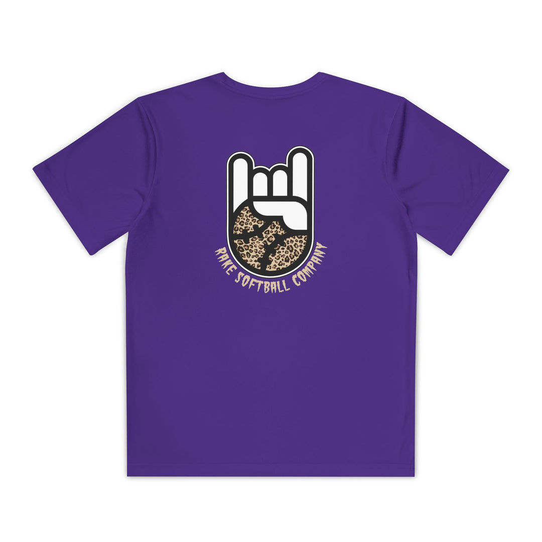 Kids Rake Cheetah Softball Company Dry Fit Tee - Rake Baseball Company - RAKE BASEBALL | BASEBALL T-SHIRT | BASEBALL CLOTHING | GOOD VIBES ONLY