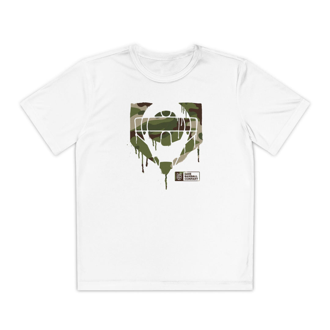 Kids Catcher's Drip Camo Dry Fit Tee - Rake Baseball Company - RAKE BASEBALL | BASEBALL T-SHIRT | BASEBALL CLOTHING | GOOD VIBES ONLY