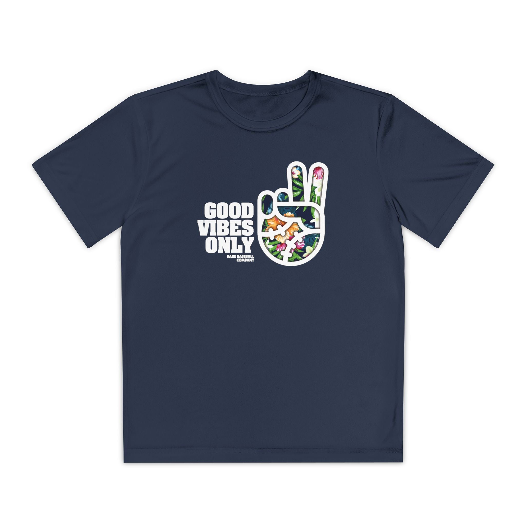 Kids GVO Floral Edition Dry Fit Tee - Rake Baseball Company - RAKE BASEBALL | BASEBALL T-SHIRT | BASEBALL CLOTHING | GOOD VIBES ONLY