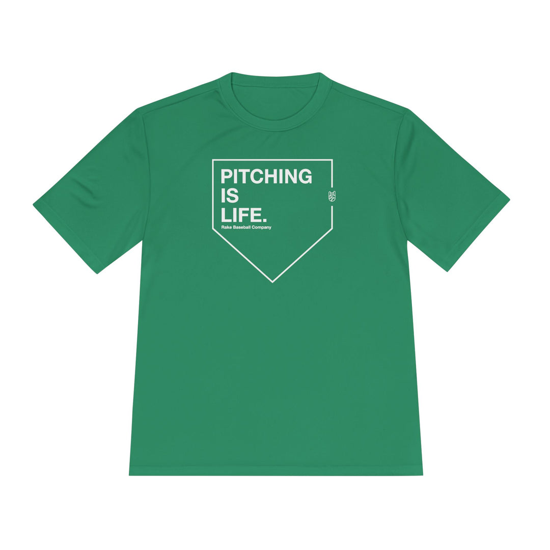 Pitching Is Life Dry Fit Tee - Rake Baseball Company - RAKE BASEBALL | BASEBALL T-SHIRT | BASEBALL CLOTHING | GOOD VIBES ONLY