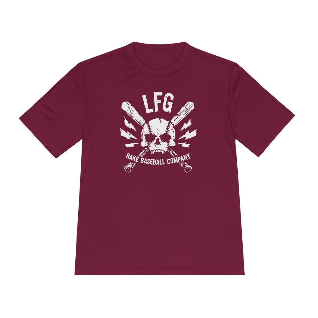 LFG Baseball Skull Dry Fit Tee - Rake Baseball Company - RAKE BASEBALL | BASEBALL T-SHIRT | BASEBALL CLOTHING | GOOD VIBES ONLY