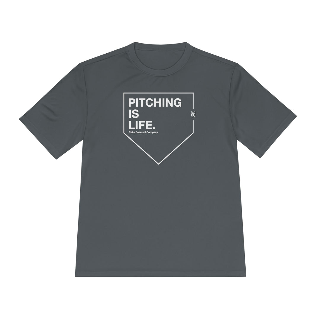 Pitching Is Life Dry Fit Tee - Rake Baseball Company - RAKE BASEBALL | BASEBALL T-SHIRT | BASEBALL CLOTHING | GOOD VIBES ONLY