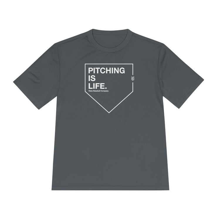 Pitching Is Life Dry Fit Tee - Rake Baseball Company - RAKE BASEBALL | BASEBALL T-SHIRT | BASEBALL CLOTHING | GOOD VIBES ONLY